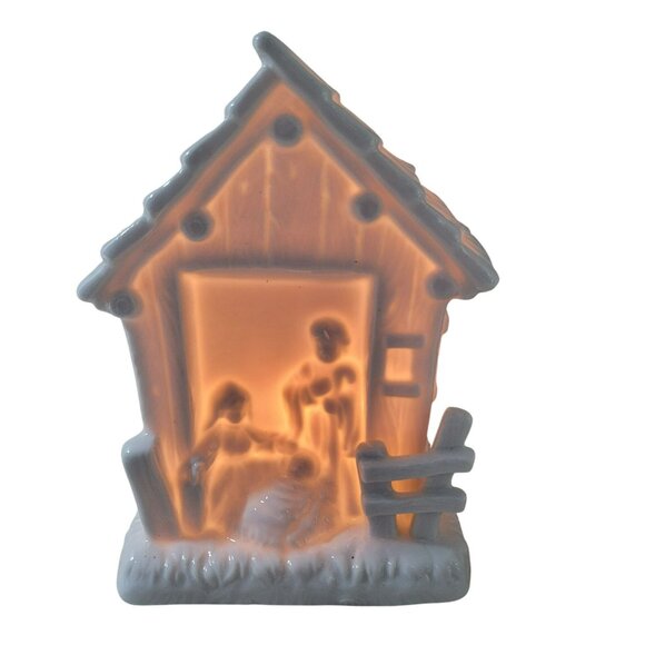 Nativity Nightlight Lamp Holy Family Jesus Porcelain Figurine Christmas Vtg - Picture 2 of 10
